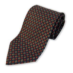 Vintage 90s Holt Renfrew Silk Necktie Red Blue Geometric Italian Men's Tie Gift